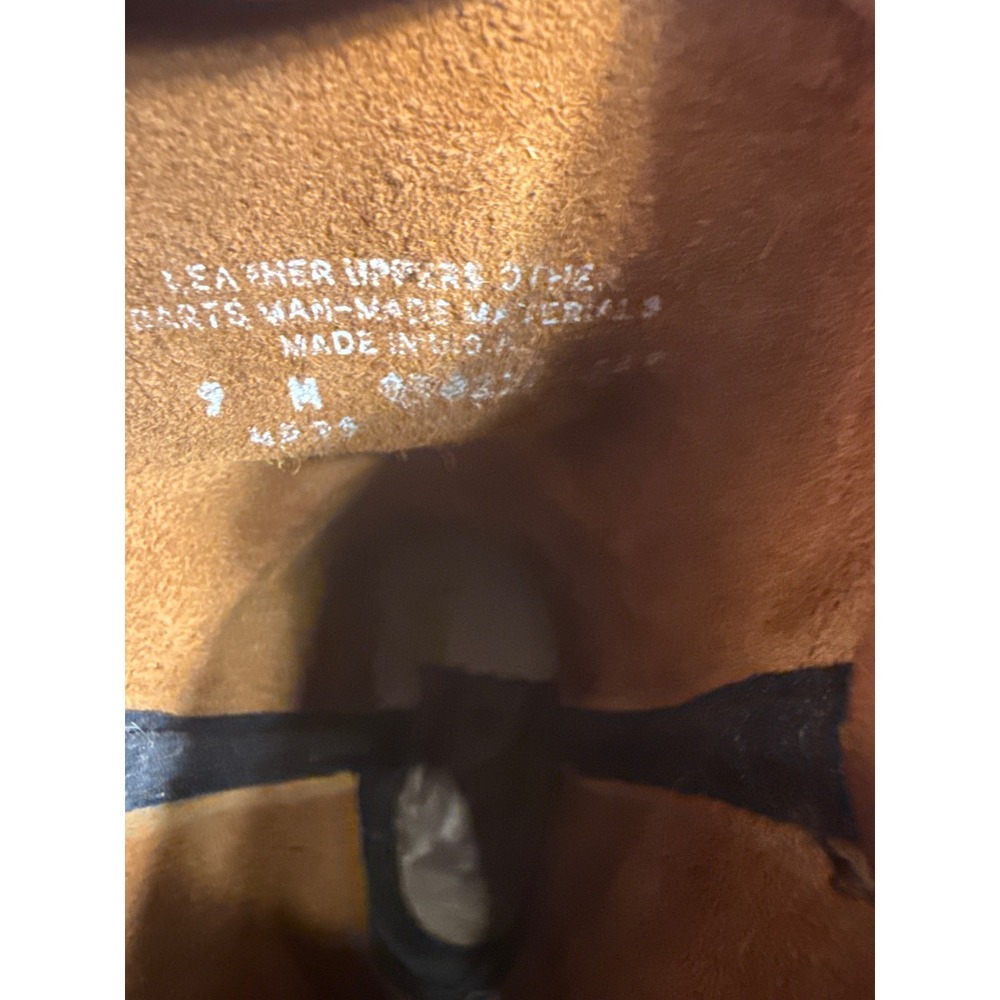 Vintage Brown Leather Harness Boots Mid Calf Western Cuban Heel Size 9M USA Made - Picture 6 of 9